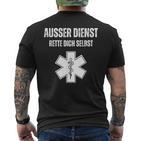 Ausser Dienst Rette Dich Selbst [German Language] Black T-Shirt mit Rückendruck